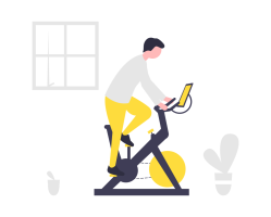 Animated guy doing cycling workout